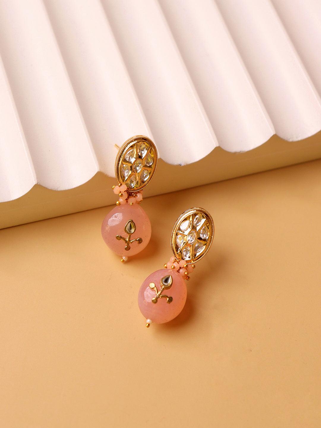 Meira Pink Droplet Earrings - Curio Cottage 
