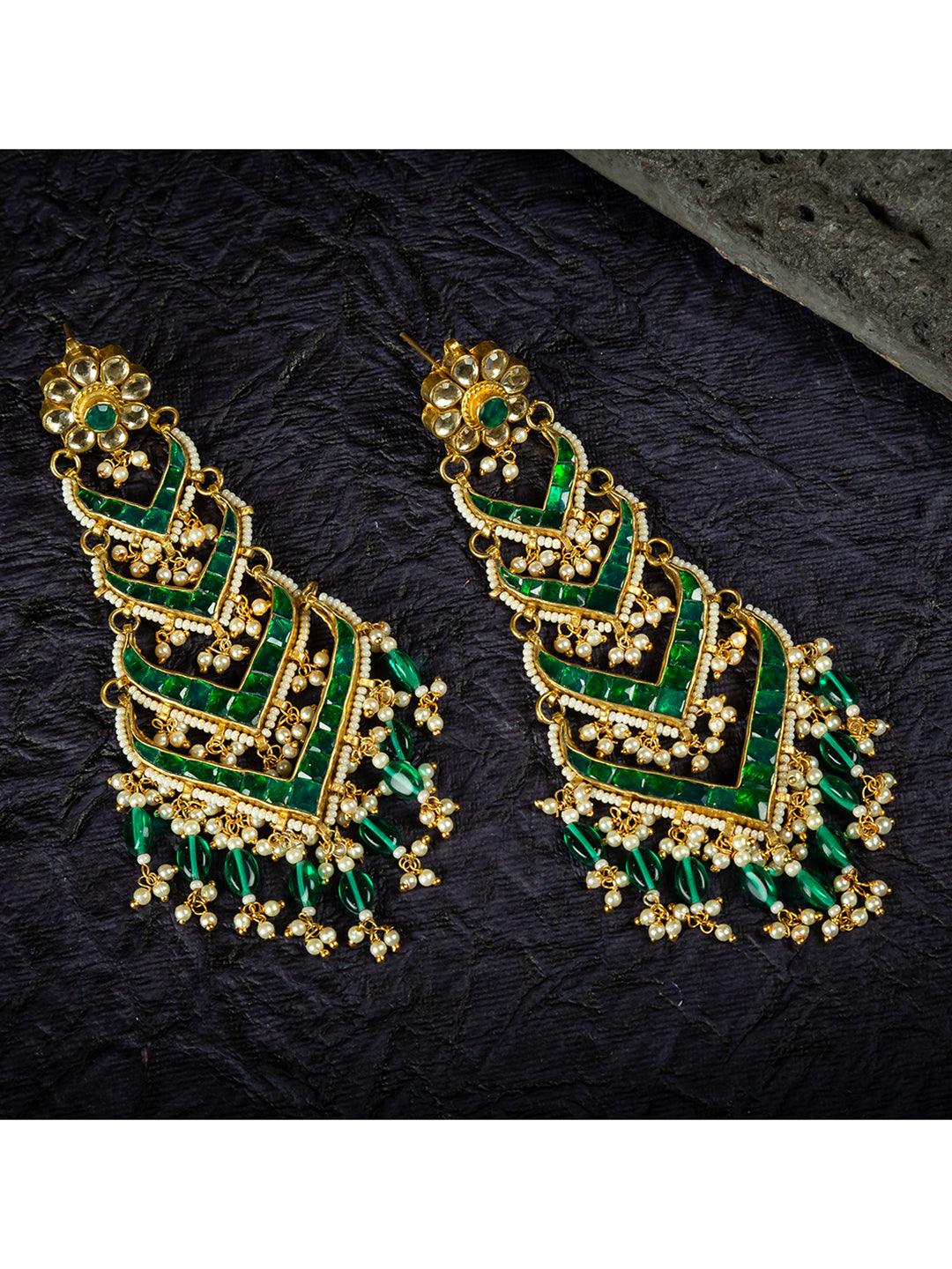 Layers Of Green Chandleier Earrings - Curio Cottage 