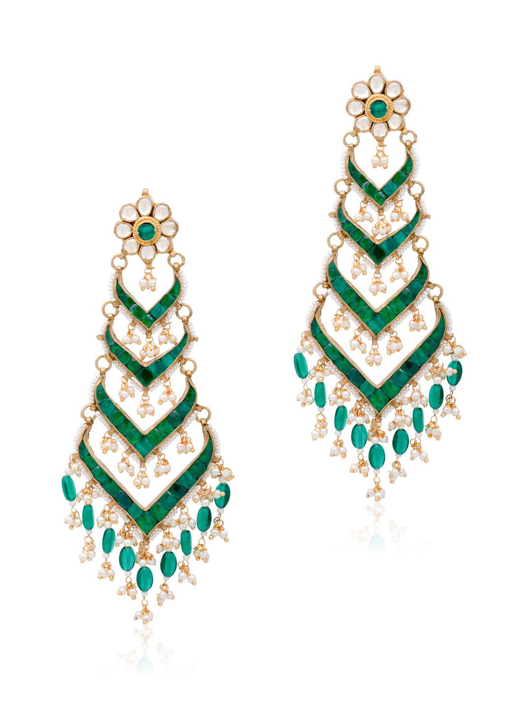 Layers Of Green Chandleier Earrings - Curio Cottage 