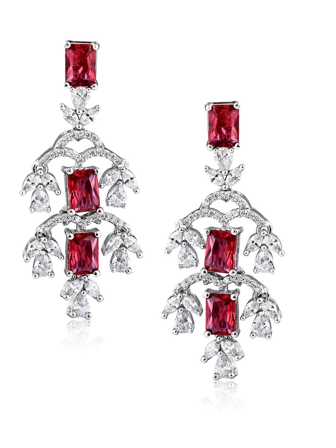 Diamante Red Stone And Cubic Zirconia Choker Set - Default Title (FNC103) 