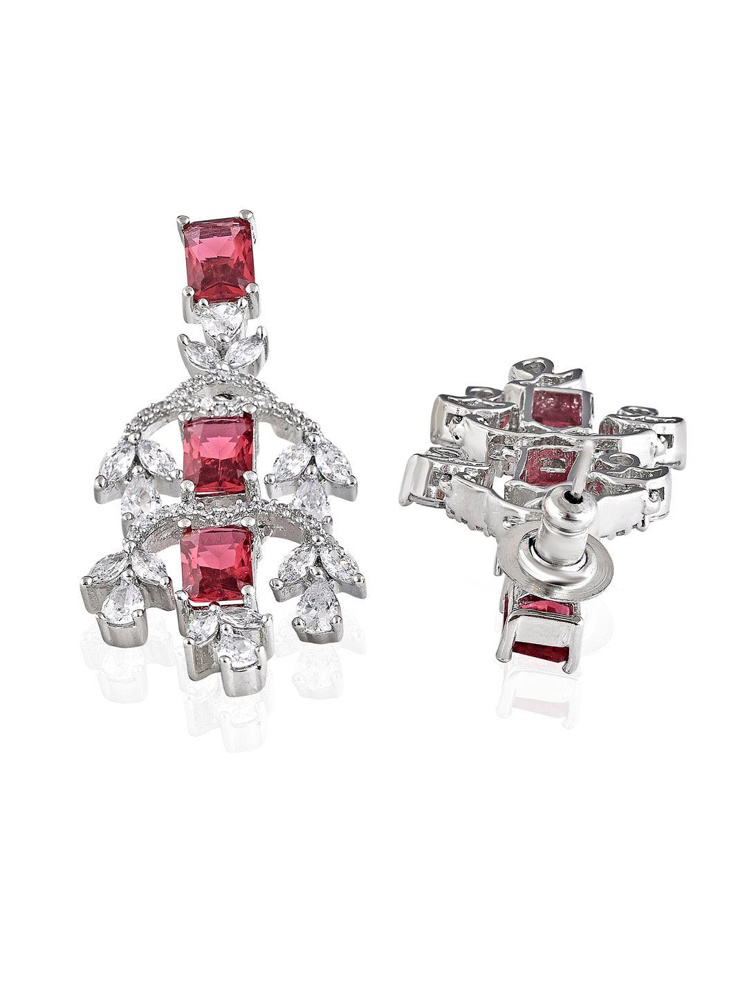 Diamante Red Stone And Cubic Zirconia Choker Set - Default Title (FNC103) 