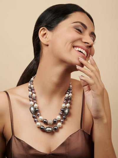 Stone Appeal Double Layered Pearl String Necklace - Curio Cottage 
