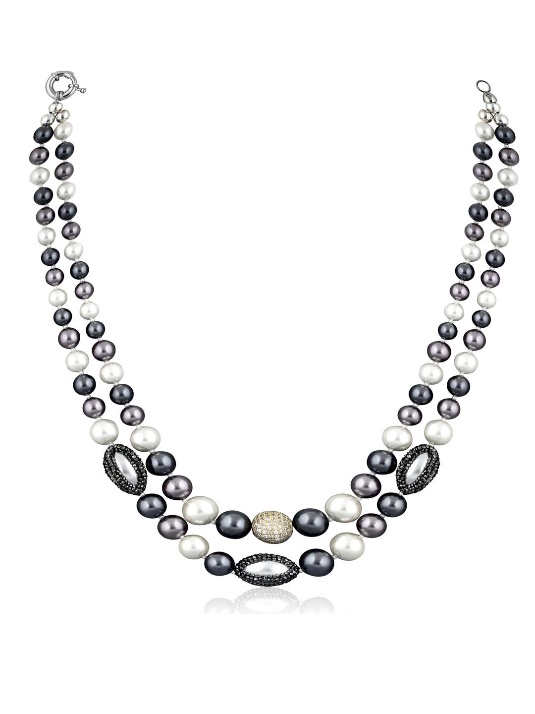 Stone Appeal Double Layered Pearl String Necklace - Curio Cottage 
