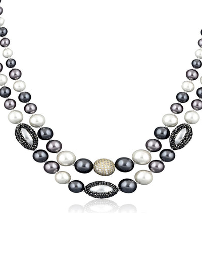 Stone Appeal Double Layered Pearl String Necklace - Curio Cottage 