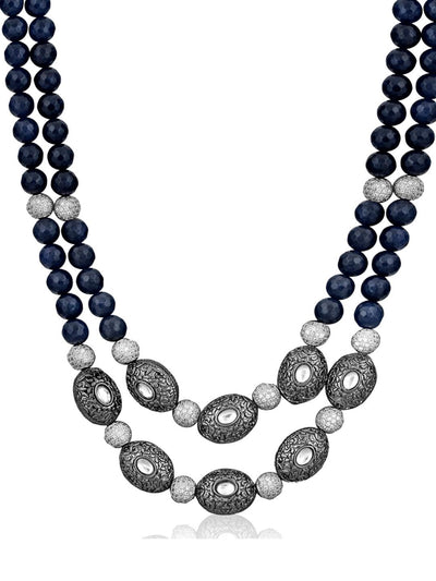 Stone Appeal Double Layered Cobalt Blue Stone Long Necklace necklace - Curio Cottage 