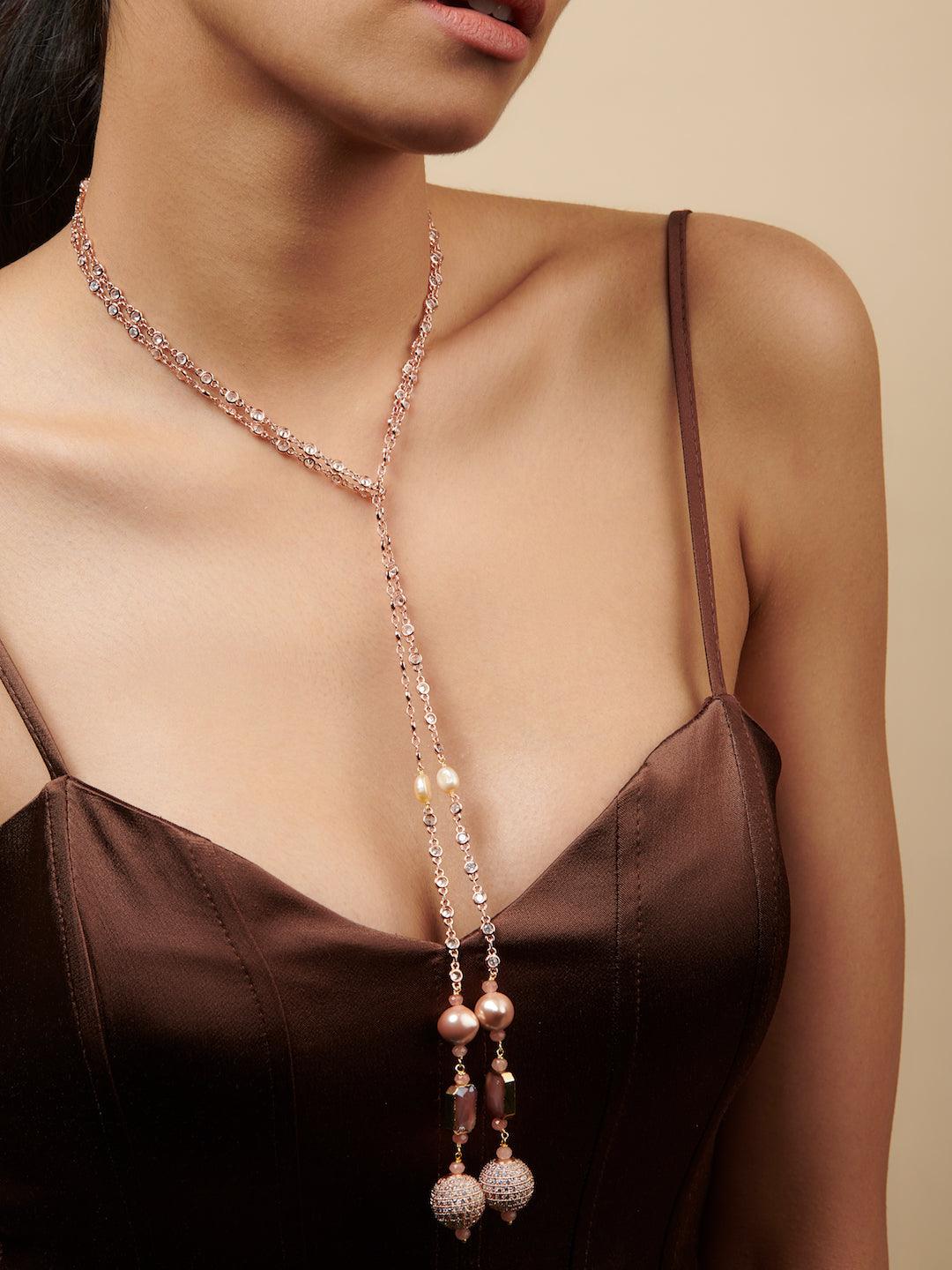 Crystal String Hydro Quartz Stone Appeal Scarf Necklace - Curio Cottage 