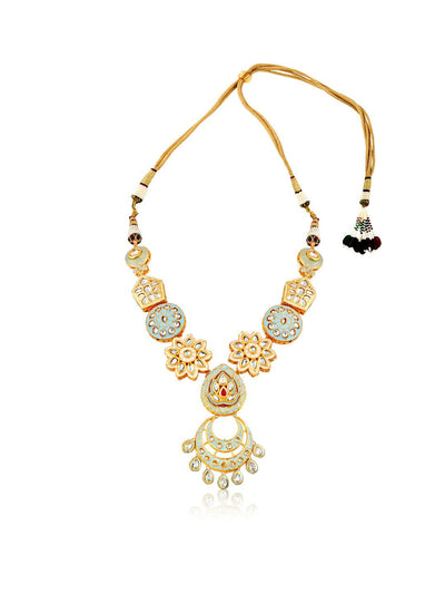 Miera Kundan And Blue Enameled Long Necklace - Curio Cottage 