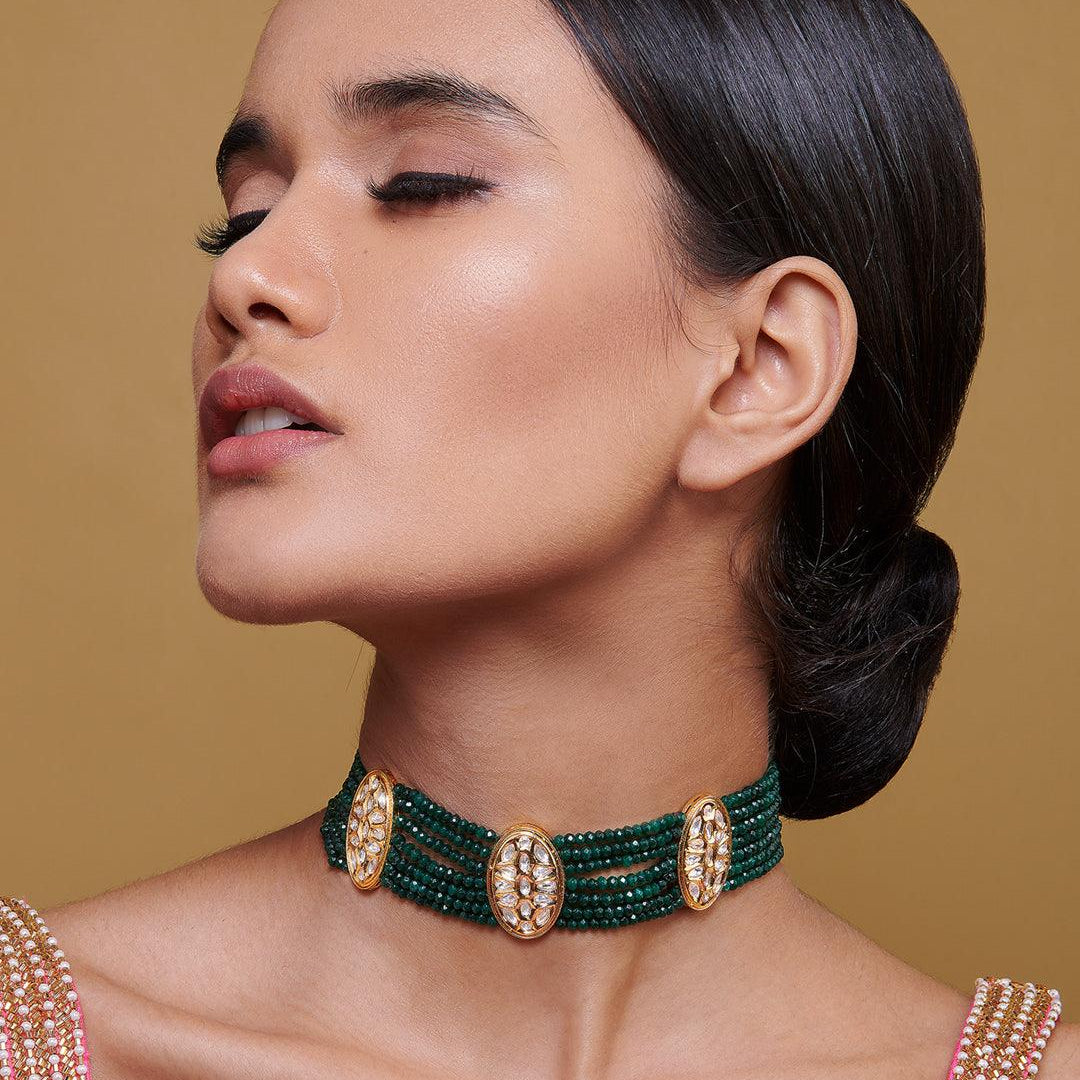 Green Stones And Kundan Choker