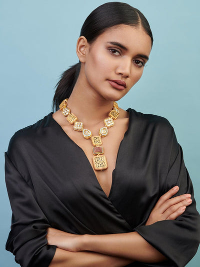 Meira Thewa and Enamel Necklace - Curio Cottage 