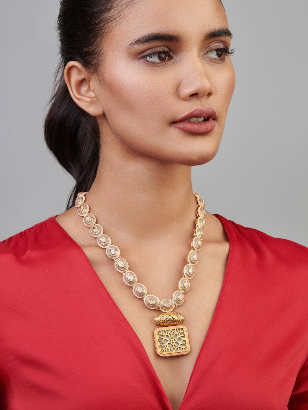 Meira Kundan String and Thewa Necklace - Curio Cottage 