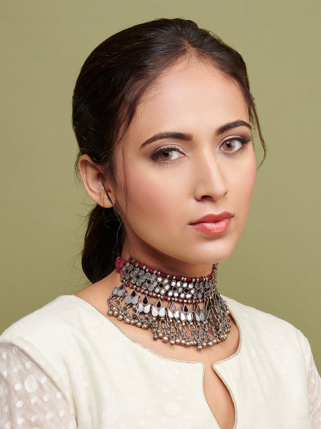 Aria Oxidised Mirror Choker Necklace – Curio Cottage