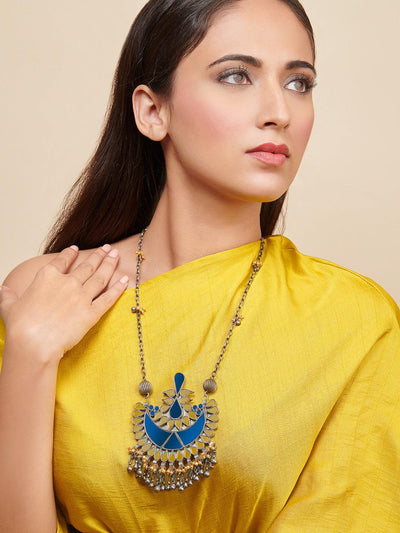 Ganesha pendant necklace set, Blue beads jewellery set at ?2950 | Azilaa