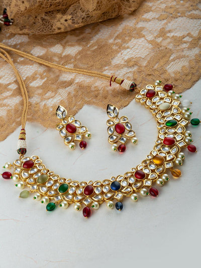 Bejeweled Navratan Necklace Set - Default Title (FNS08) 