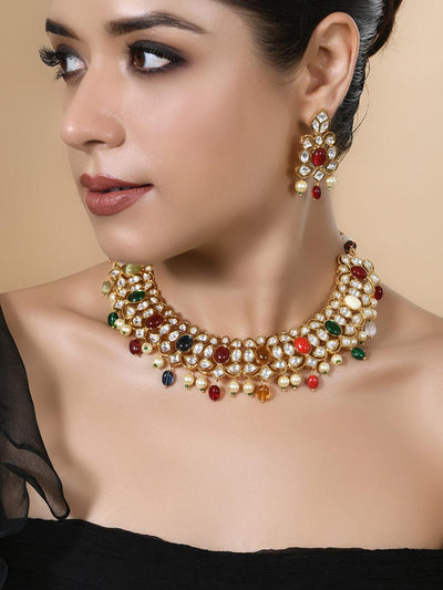 Bejeweled Navratan Necklace Set - Default Title (FNS08) 