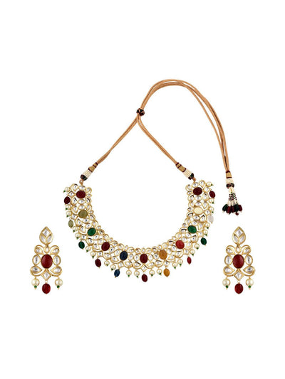 Bejeweled Navratan Necklace Set - Default Title (FNS08) 