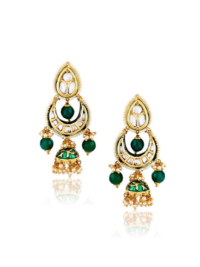 Miera Green Enameled And Kundan Long Necklace Set - Default Title (FNS10) 