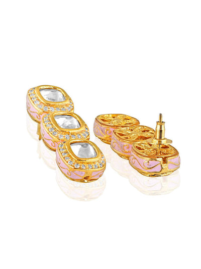 Miera Kundan And Pink Enameled Choker Necklace Set - Curio Cottage 