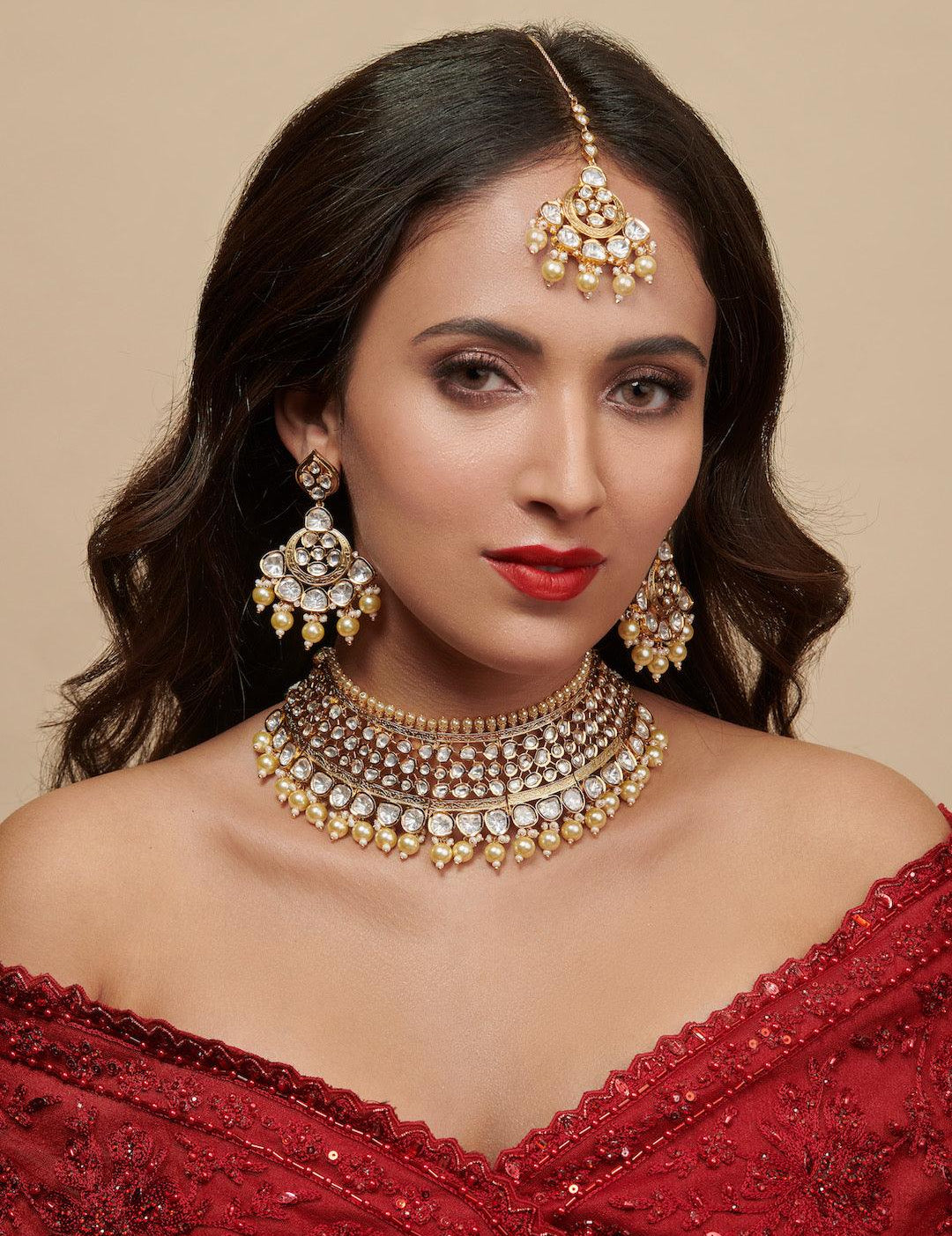 Kundan And Pearls Choker Set