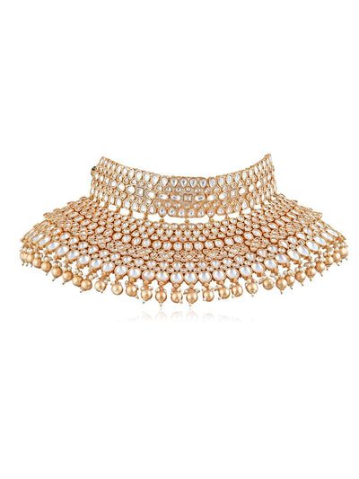 The Bridal Princess Kundan And Gold Drops Choker Set - Curio Cottage 