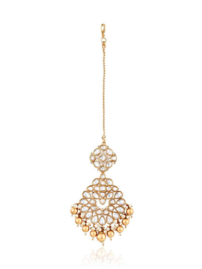 The Bridal Princess Kundan And Gold Drops Choker Set - Curio Cottage 