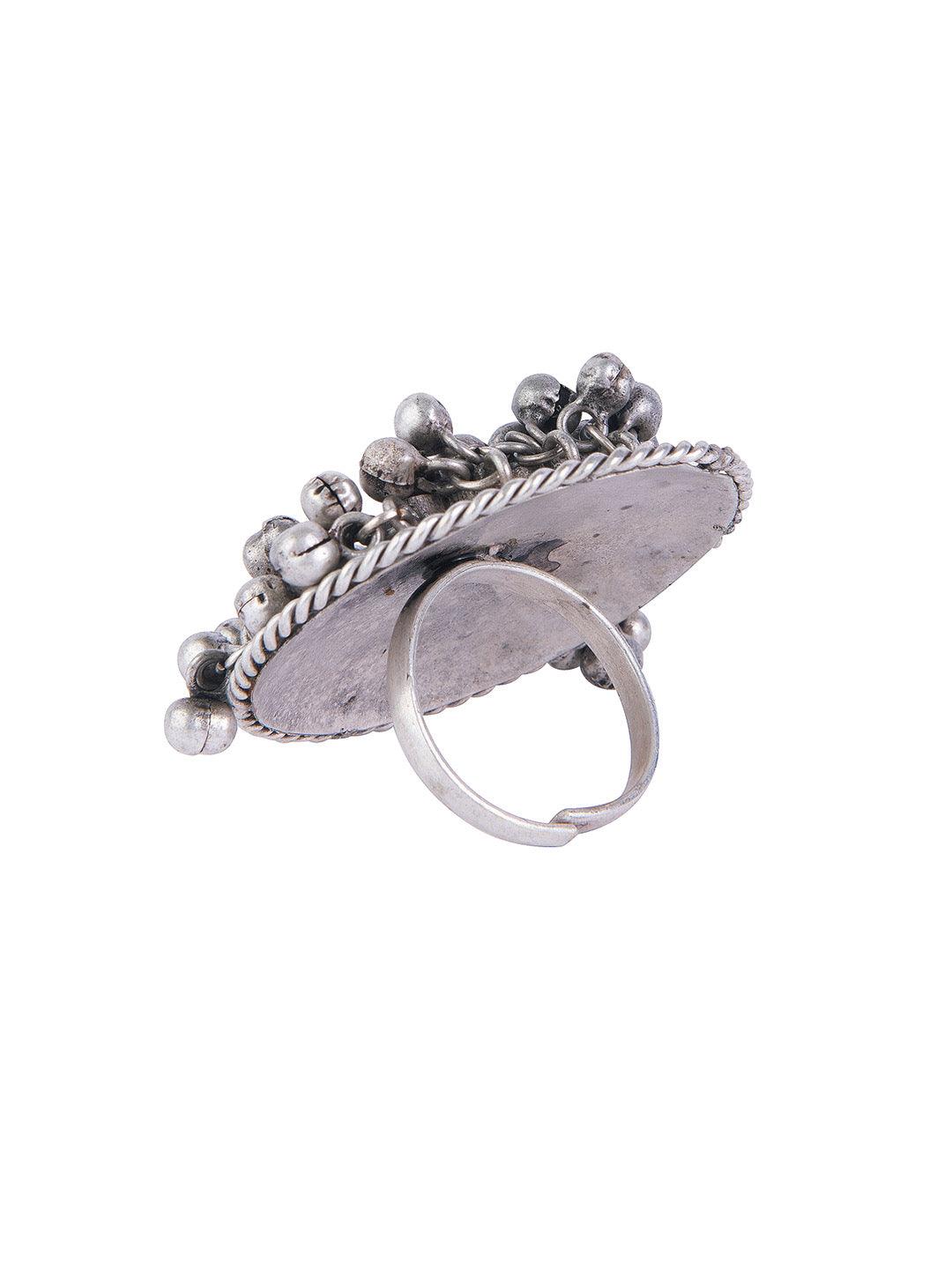 Aria Oxidised Ghungroo Ring - Onesize (FRO02) 
