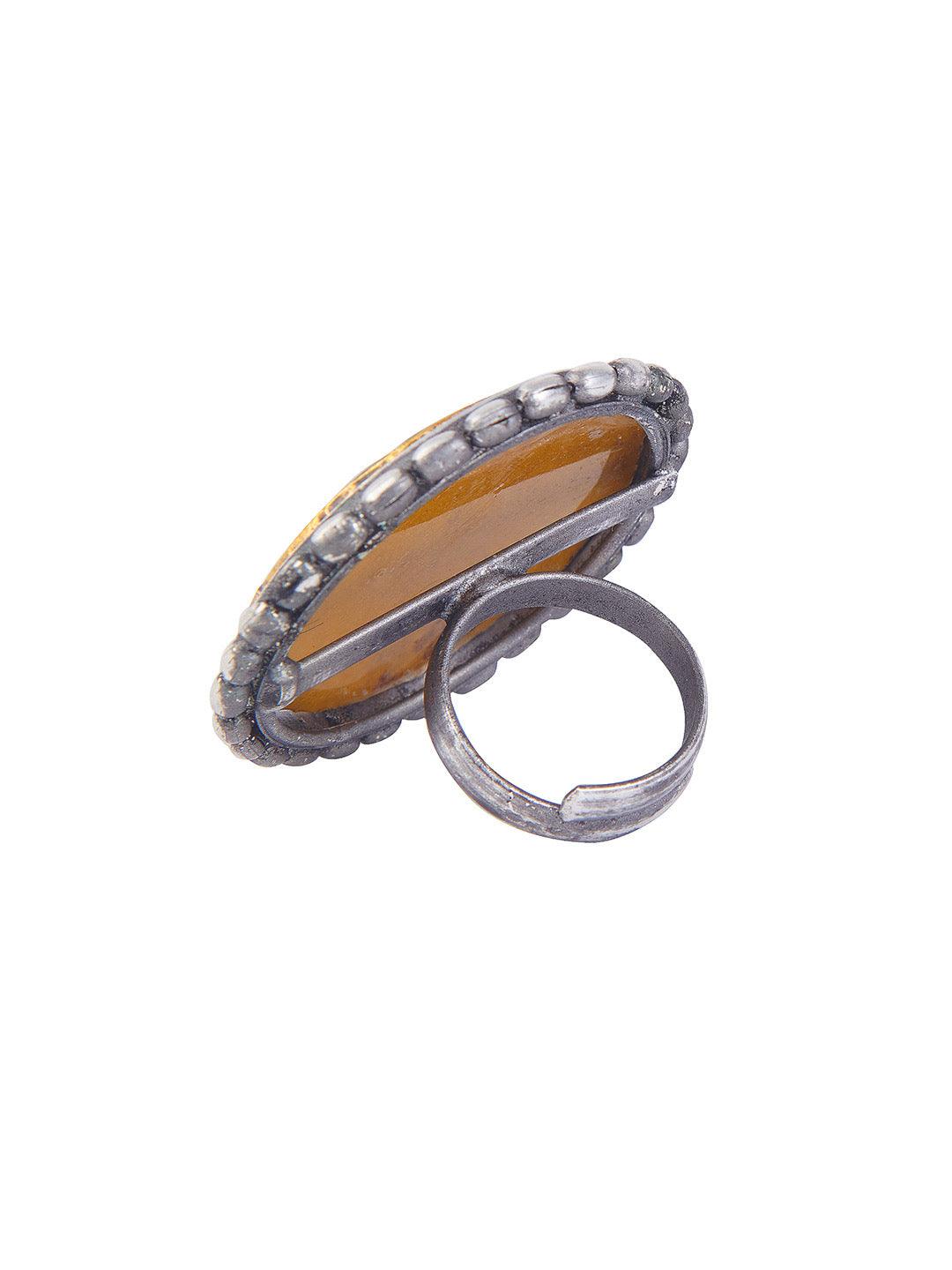 Aria Oxidised Vintage Enameled Ring - Onesize (FRO08) Aria Oxidised Vintage Enameled Ring