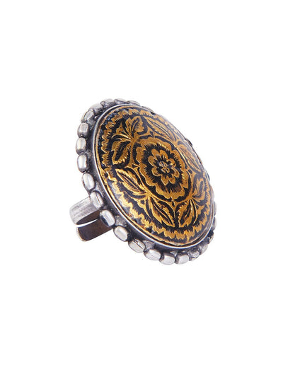 Aria Oxidised Vintage Enameled Ring - Onesize (FRO08) 