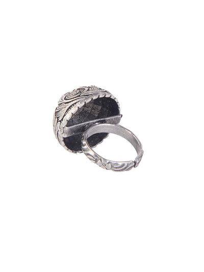 Aria Oxidised Red Stone Ring - Onesize (FRO09) 