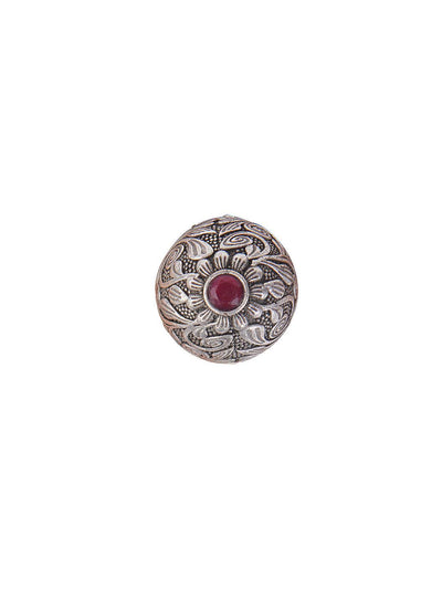 Aria Oxidised Red Stone Ring - Onesize (FRO09) 