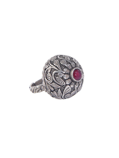 Aria Oxidised Red Stone Ring - Onesize (FRO09) 