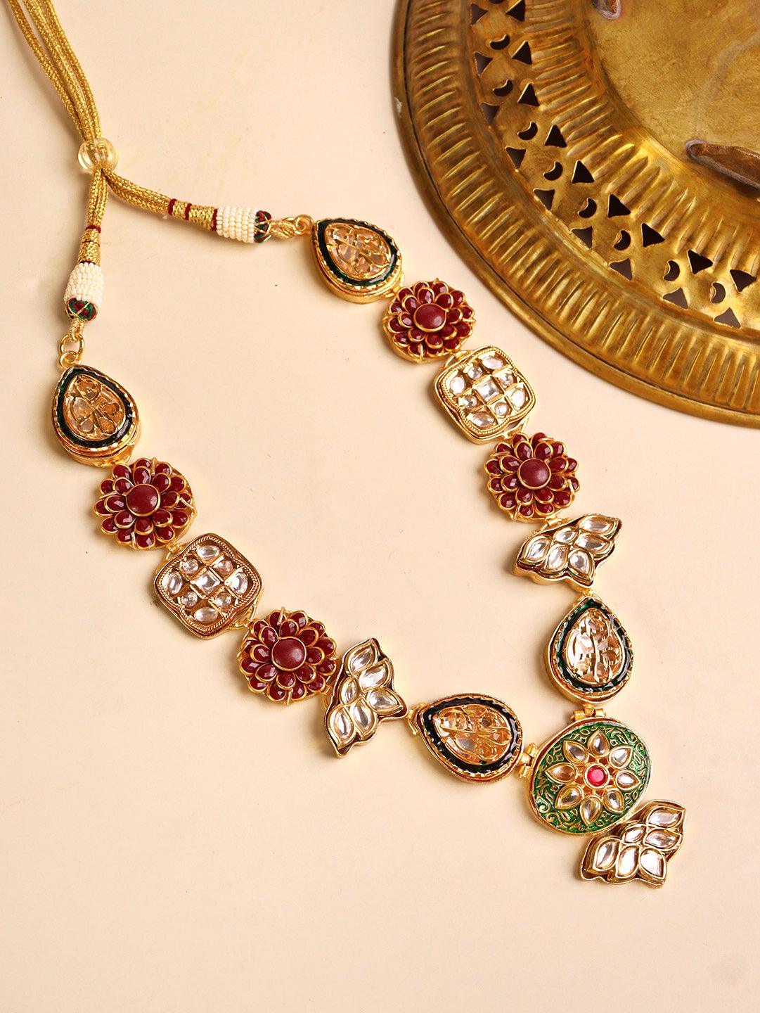 Meira Layered Kundan Floral Set - Curio Cottage 