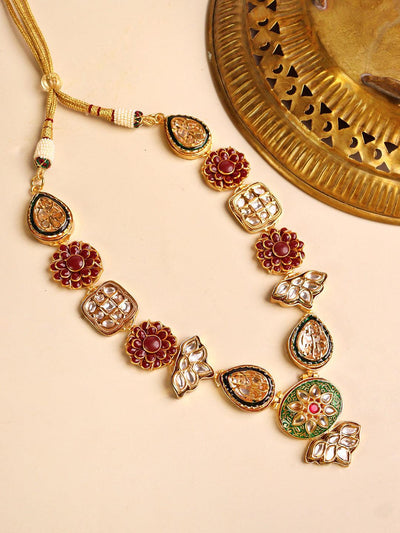 Meira Layered Kundan Floral Set - Curio Cottage 