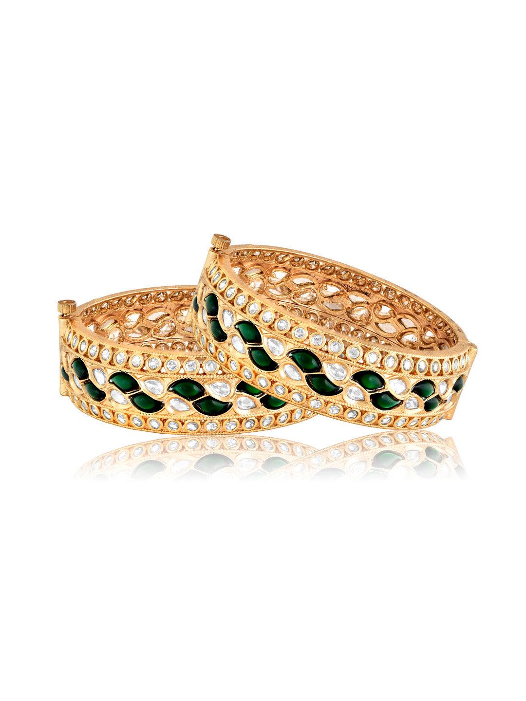 Gracious Green Jadau Bangle - Default Title (Fbe101) 