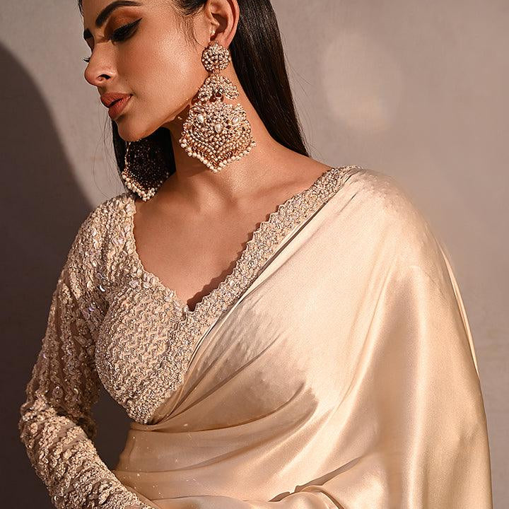 Long Pearl Chandbali Earrings