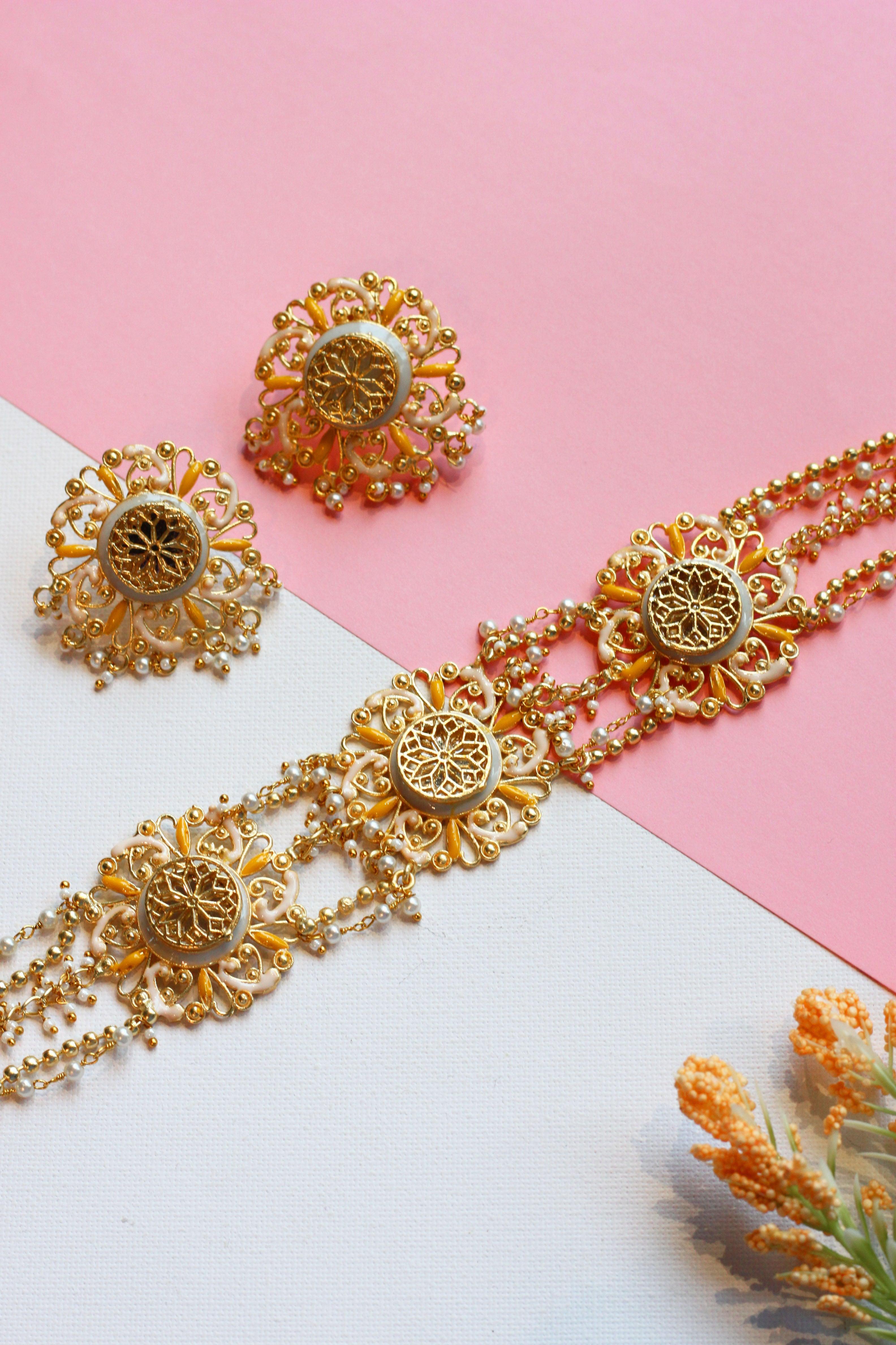 Yellow Enamel Choker Set