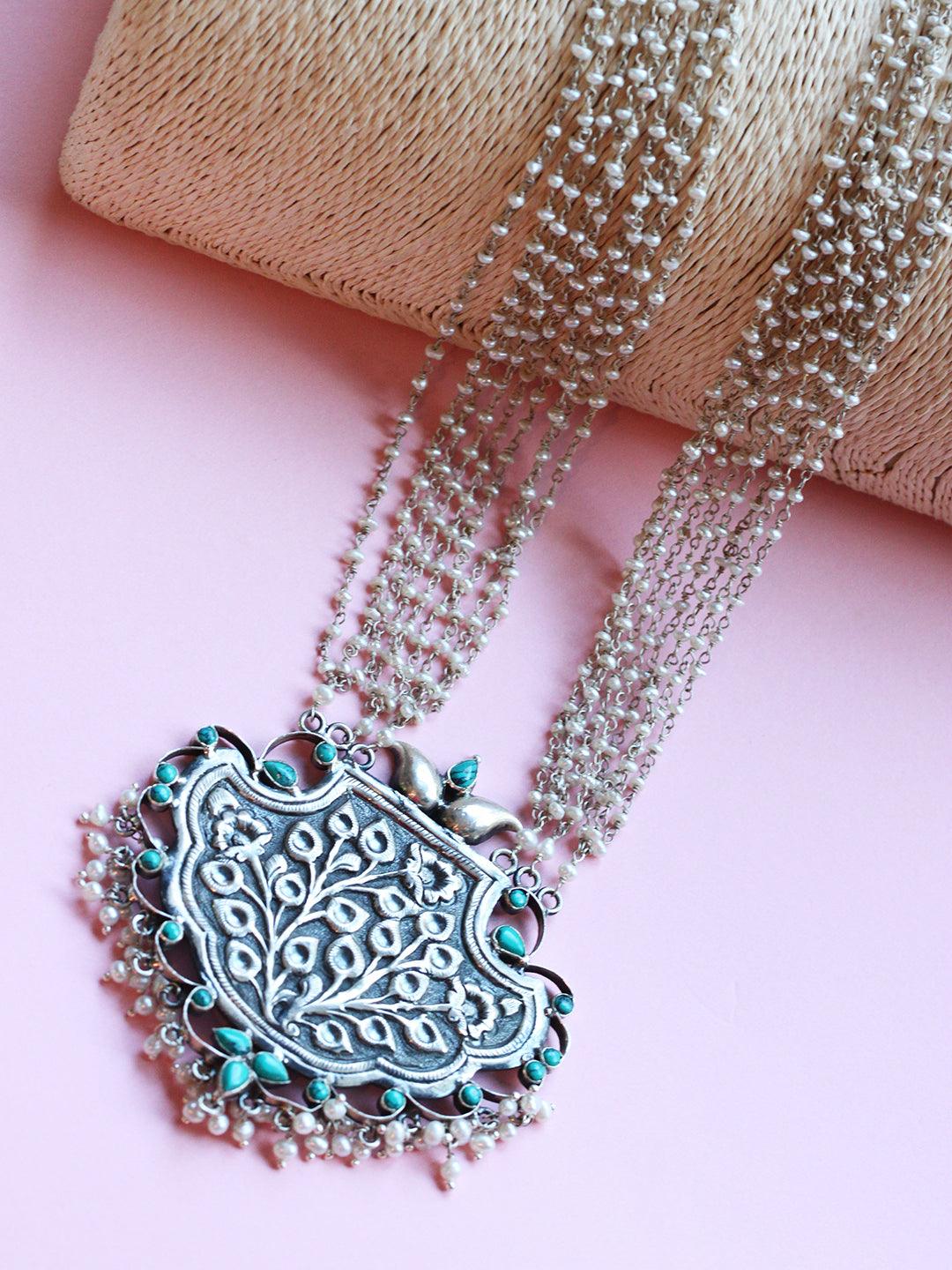 Strings of Pearls Pure Silver Long Necklace - Curio Cottage 