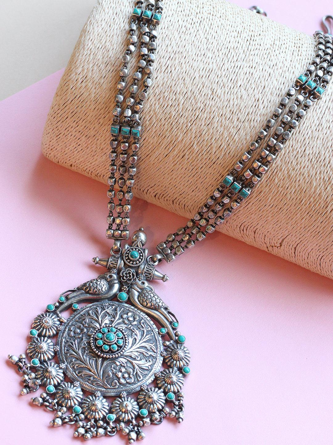 Turquoise Tokai Pure Silver Necklace - Curio Cottage Turquoise Tokai Pure Silver Necklace