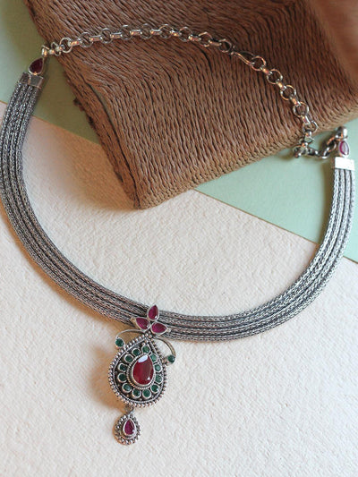 Ruby Drop Pure Silver Necklace - Curio Cottage 