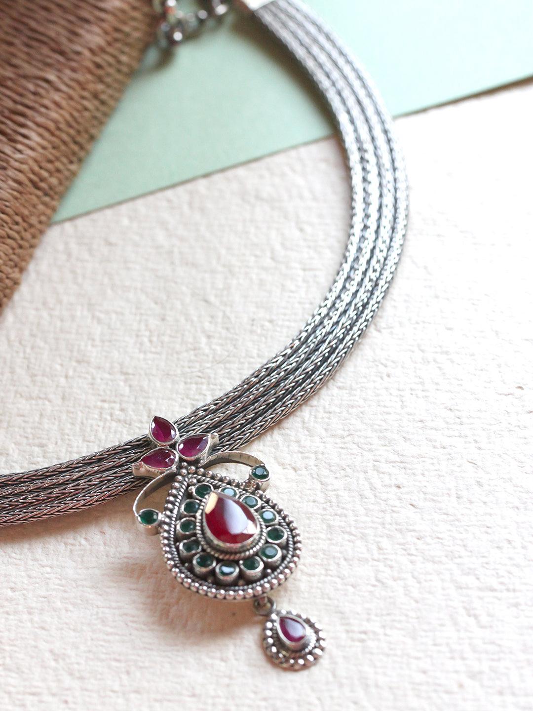 Ruby Drop Pure Silver Necklace - Curio Cottage 