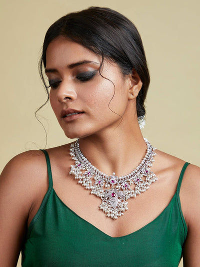 Pure Silver Gulaal Guttapusalu Necklace - Curio Cottage Pure Silver Gulaal Guttapusalu Necklace