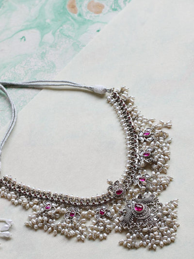 Pure Silver Gulaal Guttapusalu Necklace - Curio Cottage Pure Silver Gulaal Guttapusalu Necklace