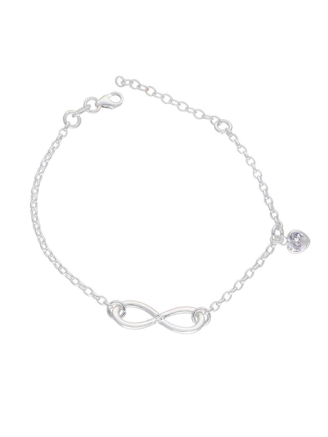 Pure Silver Infinity Crystal Dangling Bracelet - Curio Cottage 