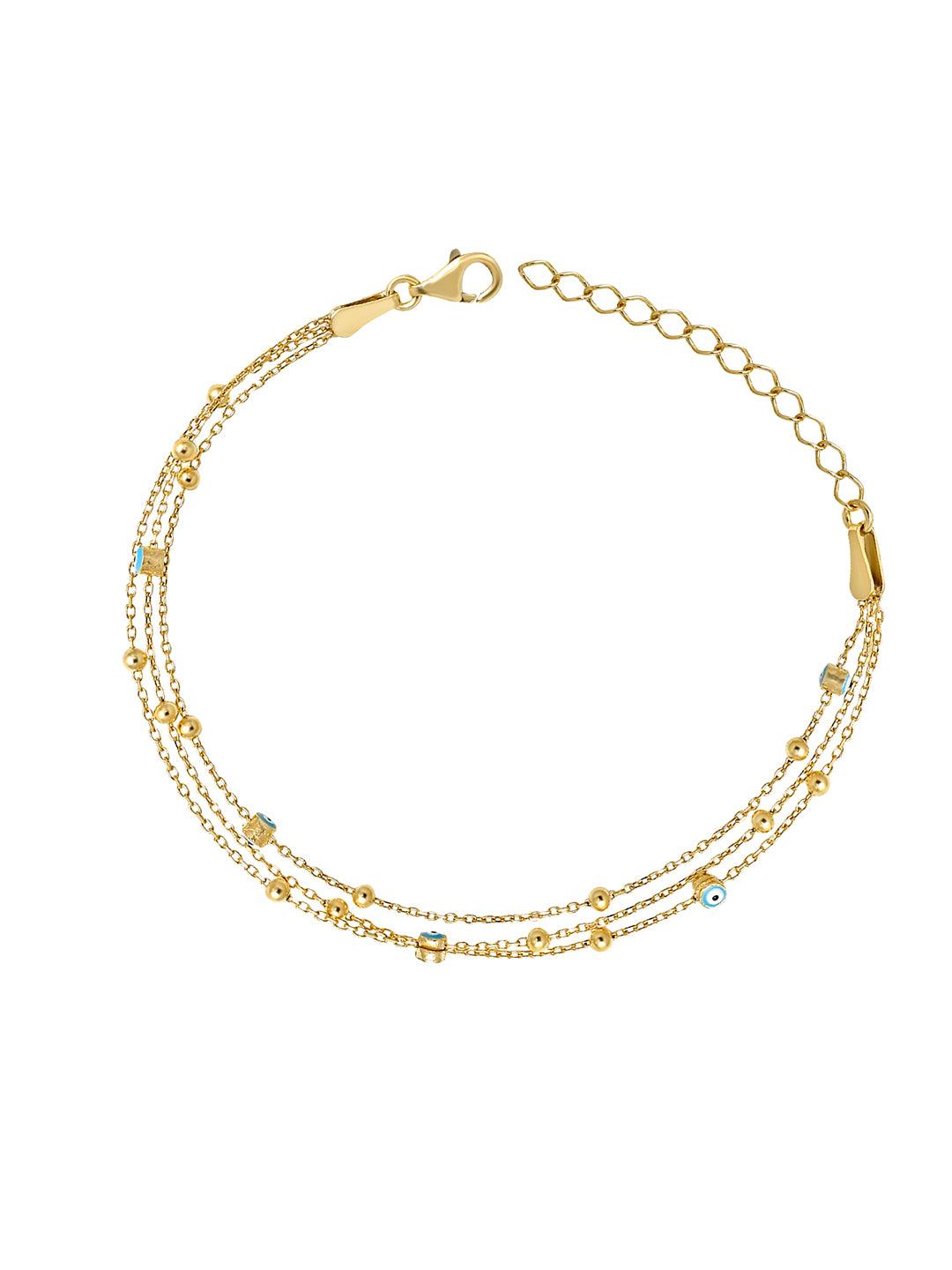 Pure Silver Gold Plated Multi Chain Bracelet - Curio Cottage 
