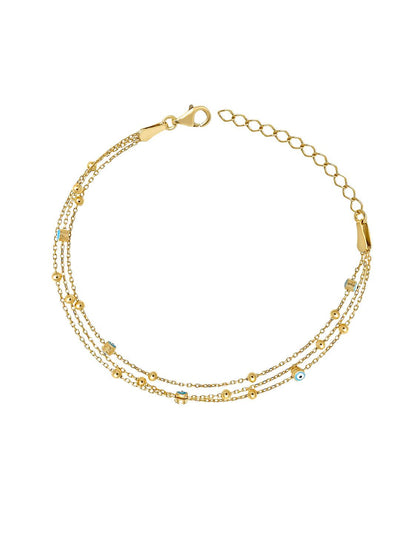 Pure Silver Gold Plated Multi Chain Bracelet - Curio Cottage 