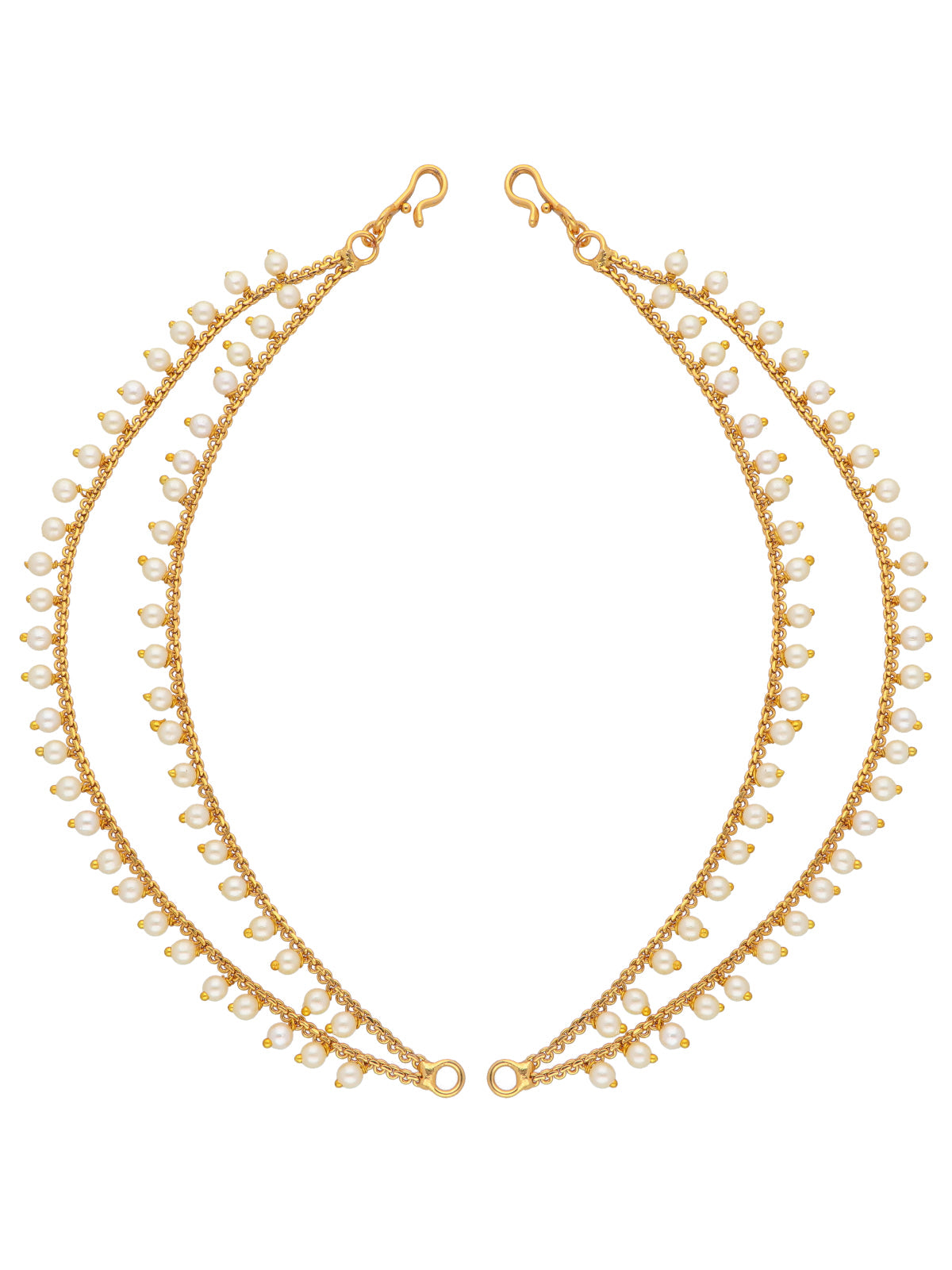 22K Gold Plated  Drops Of Pearl Dual Ear Chain 