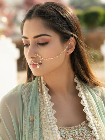 Nath Nathiya VFJ Premium & High Quality Traditional & Bridal wear Pearl,  Stone Studded Copper alloy
