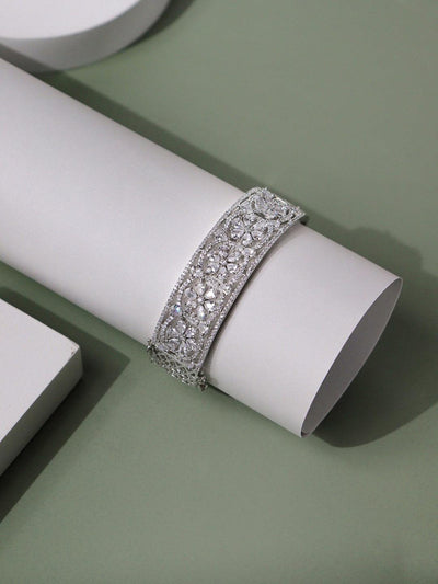 Floral Cubic Zirconia Diamante Bangle - Curio Cottage 
