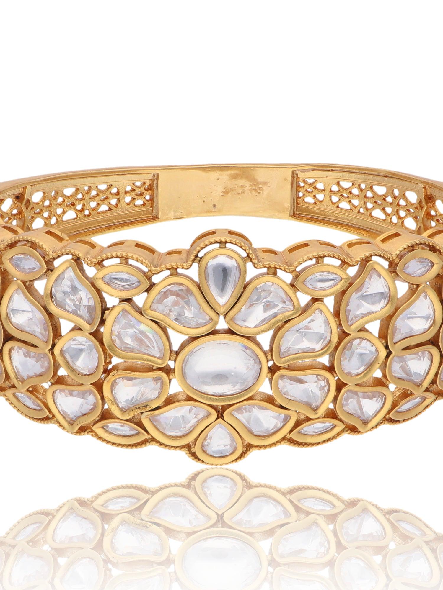 Bridal Kundan Carved Kada - Curio Cottage 