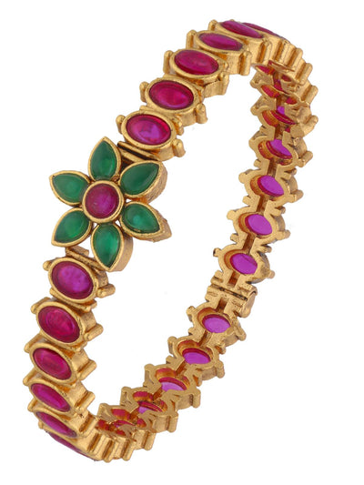 22K Gold Plated Ruby Studded Bangle 