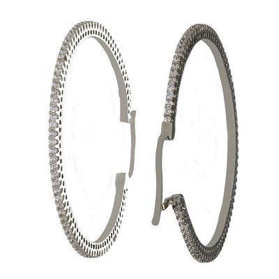 Cubic Zirconia Sleek Diamante Hoop Earrings - Curio Cottage 